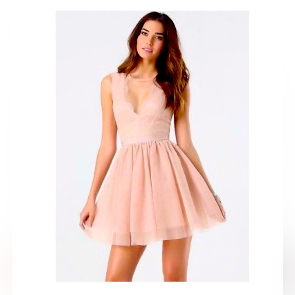 Bebe blush pink eyelash lace tutu mini dress size 10